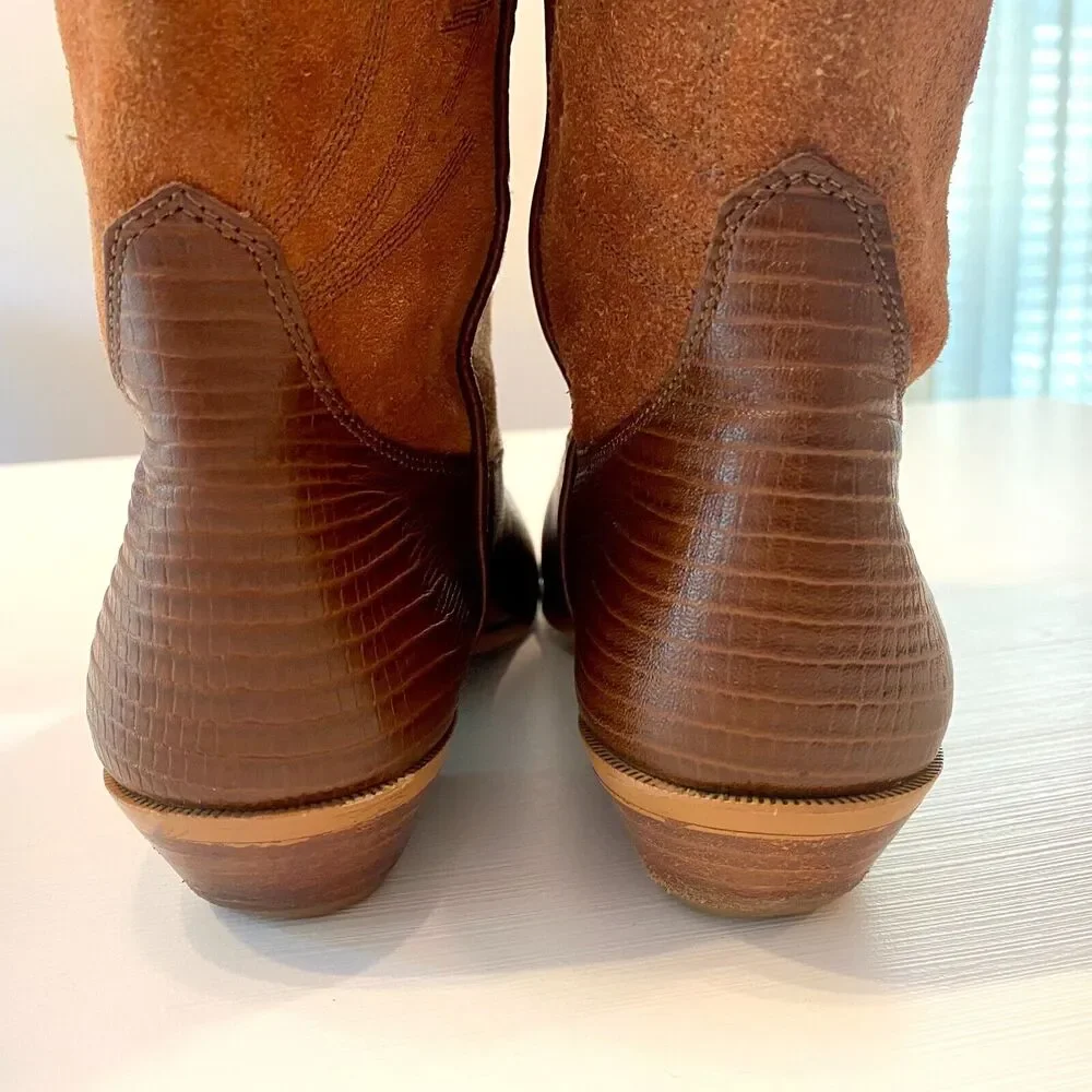 Women's Two-Tone Brown Western Ankle Boots